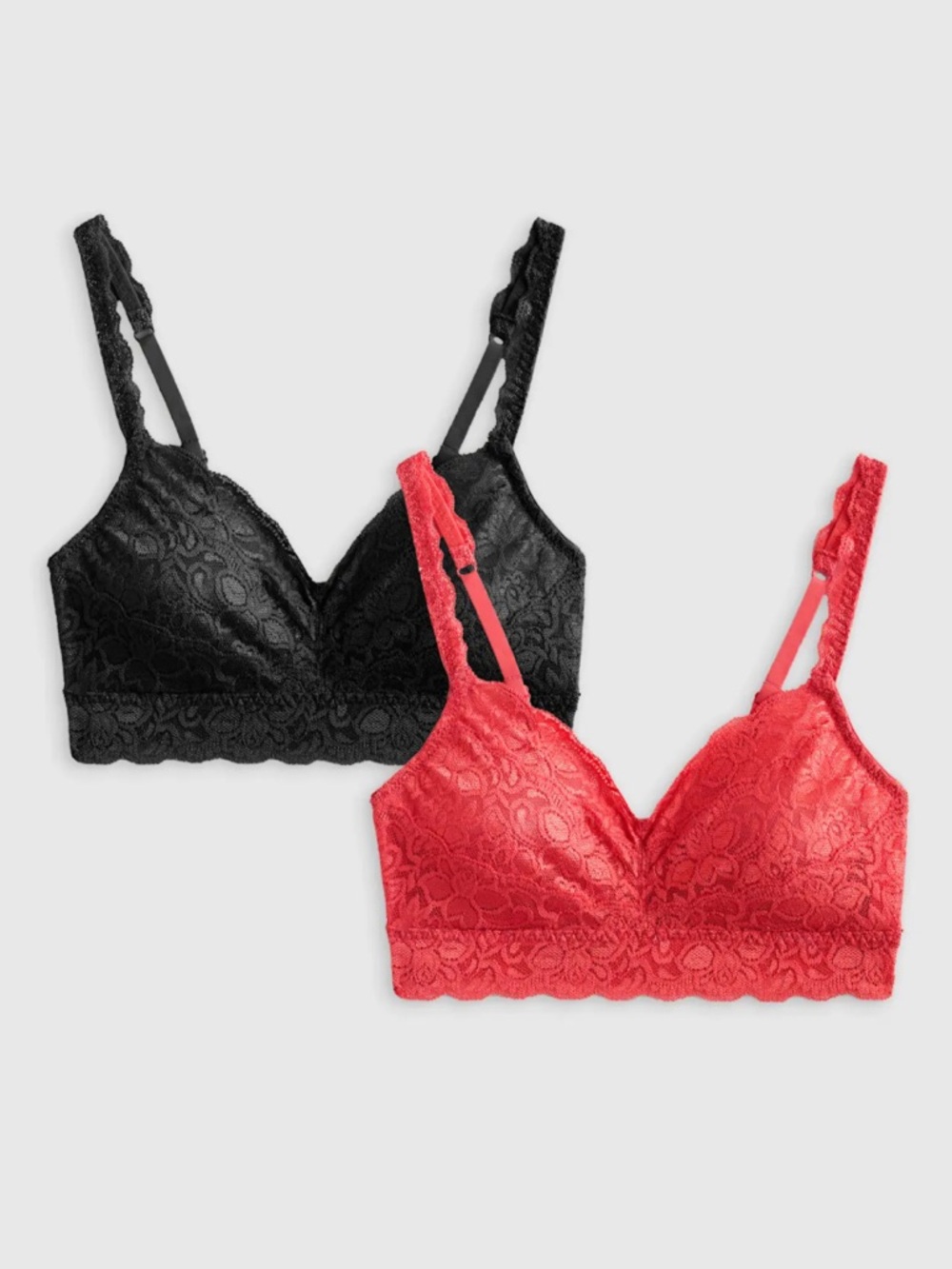 Quince Stretch Lace Sweetheart Bralette (2-pack) Black Ruby NEW